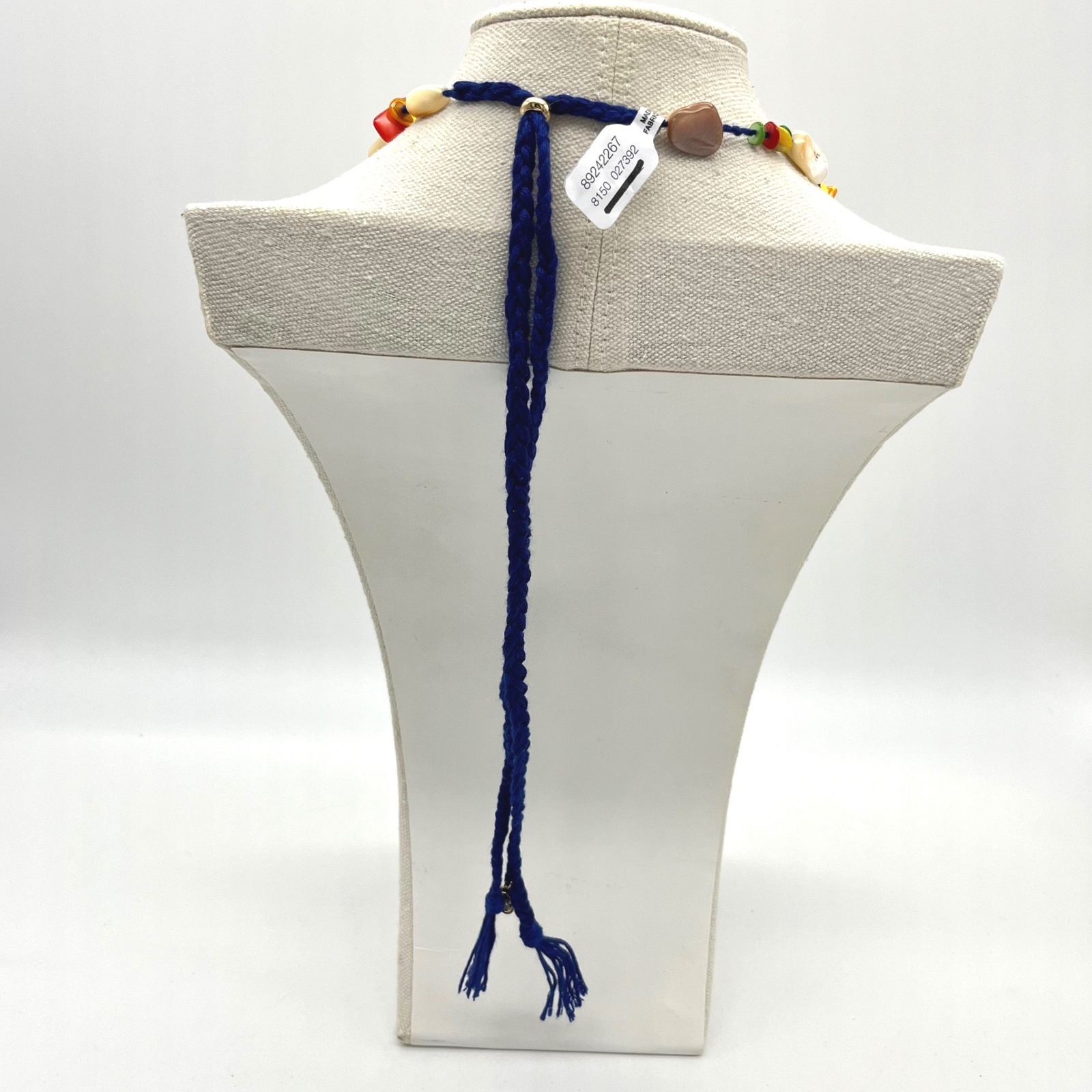 Free People Ariana Ost At The Market Multicolored Shell Bead Necklace Blue Cord — image 4 of 8